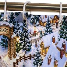 1pc/4pcs Festive Christmas Town Pattern Multi-Functional Bathroom Decor Shower Curtain Set, Free 12 Hooks, Premium Holiday Atmosphere, Bathroom Mat, U-Shaped Rug And Round Toilet Lid Cover, Suitable For All Scenes, Bathroom Set - Merry Christmas Town - View 5