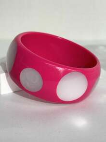 Vintage Punk Sky Blue Full Circle Shiny Iridescent Rhinestone Resin Bracelet, Bright Rose Red Colorful Rhinestone Glossy Rivet Cross Women's Wide Bangle Bracelet, Daily Layering Accessory, 2000s Chunky Bangle Bracelet 80s 90s - Multicolor - View 5