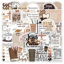 52 Pieces Of Jesus And Coffee-Themed Stickers - Faith And Coffee-Themed Vinyl Stickers Suitable For Decoration On Water Bottles, Laptops, Diaries, And Phone Cases - Jesus and Coffee - View 1