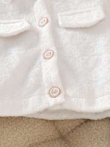 1pc Baby Girl Cute Comfortable Soft White Long Sleeve Fleece Jacket Autumn/Winter - White - View 5