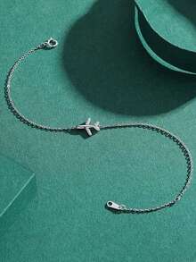 1pc S925 Sterling Silver Delicate Personalized Airplane Bracelet For Women, Minimalist Thin Chain Design, Niche Fresh Elegant Versatile Daily Commute Travel Atmosphere Accessory, Gift For Girlfriend Best Friend - Toy Airplane - View 5