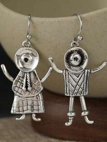 YOYO Creative Human Figure Pendant Earrings - Ideal Fashion Accessory For Friends' Daily Wear - Silver - View 9