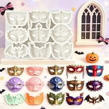 Carnival Mask-Shaped Chocolate Cake Decoration Silicone Mold, Expressions Of Joy, Anger, Sorrow And Happiness Sugar Modeling Mold, High-Temperature Resistant Multi-Functional Mold, DIY Flower Paste Dough Cookies, Scented Candles And Soaps - View 9