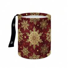 1pc Festive Christmas Pattern Folding Car Trash Can, Modern Style Polyester Flat Print, 18.5*15cm, Hanging Storage Bucket Organizer For Vehicle Interior, Portable Waste Container, Practical Holiday Gift For Mom Women Female Friends - Multicolor - View 13