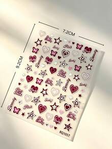 1 Set Sticker Book, Vintage Plaid Heart And Cool Star Patterns, Transparent Decorative Stickers, Suitable For Nail Surface Decoration - RQ1056/1057 - View 8