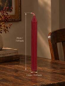 1 Piece French Red Long Taper Candle, Spiral Candle, Smokeless Soy Wax, Home Decor, Wedding, Romantic Dinner Decor, Party, Daily Use, Holiday Table Decor, Gift For Women - A - View 10