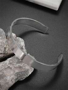 1PC Smooth Wide Face Open Bracelet - Simple And Stylish Design Style - Perfect For Casual And Special Occasions, Perfect Gift For Christmas - Fashion - View 4
