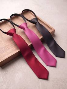 1 Set Premium Men's Knotless Tie Set, Business Formal Tie, Suitable For Business Meetings, Workwear, Daily Wear - Multicolor - View 18