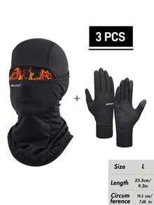 Outdoor Winter Warm Balaclava And Glove Kit,Insulated Full Face Balaclava Hat + Non-Slip Touch Screen Gloves, Wind Resistant Full Face Head Cover, Textured Grip Touchscreen Gloves For Hiking Ski & Motorcycle Riding,Snow Sports & Riding - Multicolor - View 14