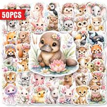50pcs Cute Pet Inspirational Stickers Cartoon Felt Animal Creative Planner Decoration Waterproof Decals - Multicolor - View 12
