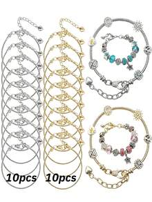 20pcs - Charming Snake Chain Bracelet Set, Adjustable Bracelets With Lobster Clasp Extension Chain, DIY Jewelry Making Materials, Handmade Bracelet Kit, Gift For Her - Bracelet Set - View 5