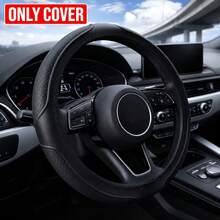 1pc Double Stitching Embossed PU Leather Steering Wheel Cover, Premium Anti-Slip Comfortable Grip Car Steering Wheel Protector, All-Season Universal For Sedan SUV Truck, Easy Installation Car Interior Accessory - Dual-line - View 8