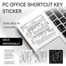 1pc Shortcut Key Stickers Compatible With Apple/Windows Laptop Full Series WORD & EXCEL Software Black/White/Transparent Optional - View 1