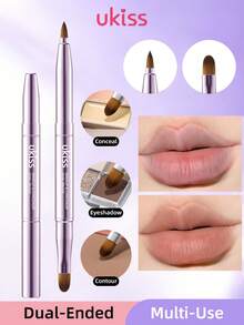 ukiss Portable Dual-Ended Lip Brush: Precise Lip Lining + Filling & Blending, Soft Lip Color Application, Soft Bristles, Multi-Use For Eyeshadow/Concealer/Contour - Bright Pink - View 2