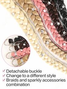 2 Packs 24 Inch Y2K Style Synthetic Long Braided Hair Extensions With Silver Star Decor, Soft Colorful Holiday Cosplay Party Hair Extensions For Women And Girls - Multicolor - View 4