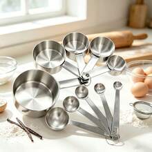 Stainless Steel Measuring Cup/Spoon, With Clear Markings, Suitable For Dry Or Liquid Ingredients, Cooking Accessories, Baking Essentials, Modern Kitchen Tools, Kitchenware, High Quality Spoon, Dry Ingredient Spoon - Silver - View 2
