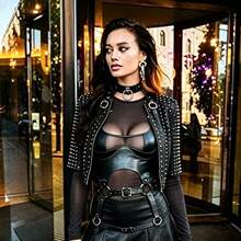1pc Punk Leather Full Body Chain Harness, Leg Strap Gothic Waist Belt, Suspender Tank Top Tight PU Accessory, Suitable For Women And Girls, Adjustable Size, Detachable Multi-Style - Black - View 3