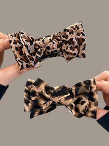 2/1pc Vintage Leopard Print Bow Hair Clip, Ponytail Hair Clip, Fashion, Perfect For Securing High Ponytail. Women's Daily Wear Hair Accessory - Multicolor - View 6