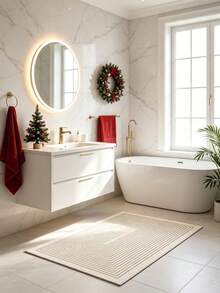 1pc[Hot Seller]Minimalist Concentric Rectangular Diatomaceous Earth Mat, Luxury Easy To Clean, Suitable For Entryway, Kitchen, Bathroom, Fresh Color Scheme Matches Any Home Decor Style, Perfect For Shower Door, Kitchen, Foyer, Laundry Room! - Multicolor - View 4