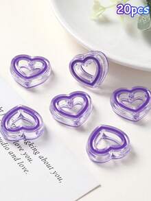 20pcs 24mm Transparent Colorful Acrylic Oil Drop Beads Hollow Heart Beads DIY Beading Loose Beads Phone Chain Accessories - Hollow Heart Beads - View 14