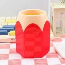 1pc Plastic Pen Holder, Desktop Organizer, Creative Round Design, Student Stationery, Large Capacity, Premium Luxury Style, Storage Box Pen Holder - Multicolor - View 5