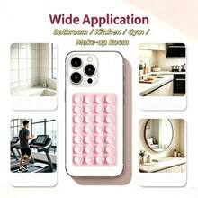 Silicone Suction Cup Phone Holder, 28 Individual Suction Cups Without Adhesive Grip Reusable Double-Sided Holder, Suitable For Makeup, Fitness, Shower, Car, And Kitchen Use - Multicolor - View 5