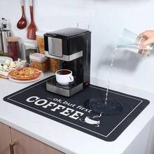 One-Piece Coffee Print Kitchen Countertop Dish Drying Mat, High Absorbency, Stain Resistant, Non-Slip Rubber Bottom Dish Drainer Pad, Multi-Functional Kitchen Home Use Mat, Coffee Machine Bowl Rack Quick Dry Mat, Kitchen Countertop Coffee Mat, Absorbent Rubber Non-Slip Dish Drying Mat, Coffee Pot Mat, Compatible With Coffee Machines, Espresso Machines, Soft Diatomaceous Earth Non-Slip Rubber Bottom Mat, Home Decor, Kitchen Decor, Party Decor - Multicolor - View 7