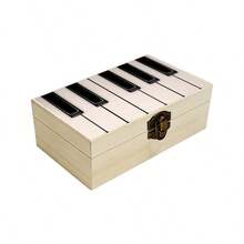 Single Premium Wooden Storage Box, Piano Key Design, Perfect As A Gift, Used For Small Jewelry Organization, Music Room Decor Souvenir Storage, Desk Organization, Home Decor, Modern Style - Multicolor - View 1