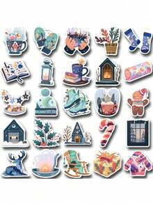 50pcs Cute Winter Small Items Cartoon Graffiti Stickers, DIY Notebook, Mobile Phones And Computers Decorative Waterproof Stickers - Multicolor - View 5