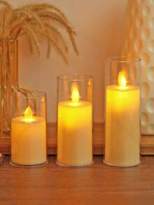1pc Battery Driven Flickering Flameless LED Candle Light, Dancing Flame Wick Electronic Candle Light, Suitable For Wedding Decoration, Table Decoration, Birthday, Party Decoration, Lighting Candles, Electronic Lighting Candles, Wishing Candle Lights - Yellow Light - View 10