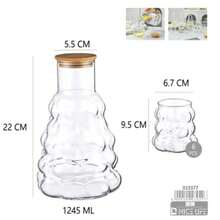 Glass Carafe And 6 Cup Set, 1245ml Water Jug For Dining Table Kitchen - Clear - View 10