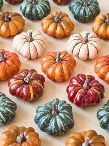 9/1pc -Random Artificial Pumpkins Fake Pumpkins, Autumn Harvest Faux Pumpkin Set For Home Decor, Fall Pumpkins Decor Set, Mini Artificial Pumpkins Decorations For Home, Wedding, Fall Centerpieces Decor, Halloween, Thanksgiving - Multiple Styles - View 5