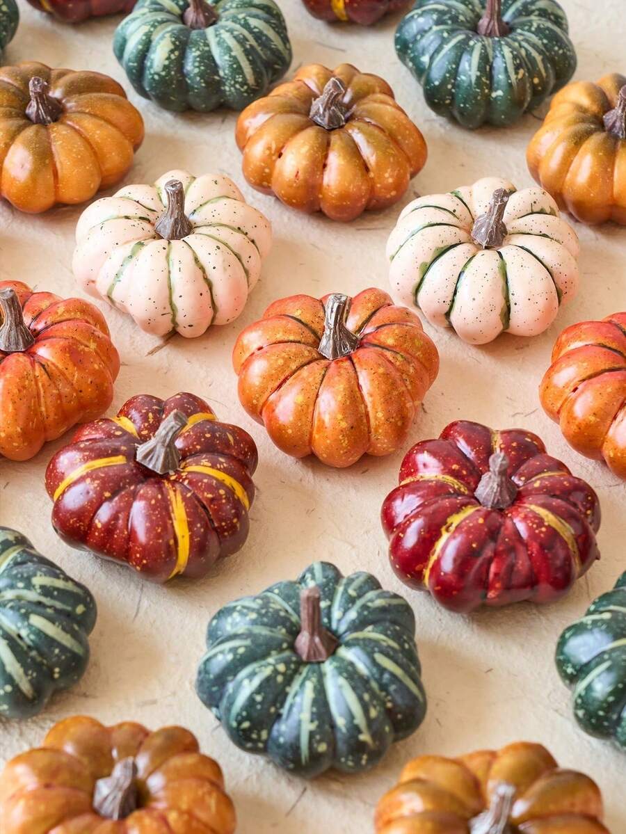 9/1pc -Random Artificial Pumpkins Fake Pumpkins, Autumn Harvest Faux Pumpkin Set For Home Decor, Fall Pumpkins Decor Set, Mini Artificial Pumpkins Decorations For Home, Wedding, Fall Centerpieces Decor, Halloween, Thanksgiving