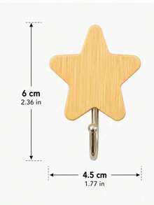 5pcs Star-Shaped Self-Adhesive Wall Hooks, No-Drill Wooden Hooks, Strong Adhesive Wall Hooks, Suitable For Home, Bathroom, Kitchen, Bedroom, Dorm, Office, Bathroom Accessories, Room Decor, Christmas Home Decor - Multicolor - View 5