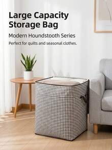 CHIGO Houndstooth Pattern Multi-Function Storage Bag, Soft And Firm Shape Resistant To Deformation, Classic Pattern Suitable For Various Styles, Applicable For Student Dorm Storage, Living Room Clutter Organization, Outdoor Portable Items, Practical Holiday Small Gift - Multicolor - View 2