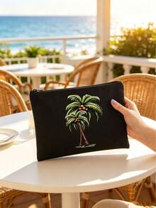 Coconut Print Pattern Storage Bag, Multifunctional Makeup Bag, Portable Travel Grooming Bag With Zipper, Skincare Bag,Daily Care Bag, The Best Gift For Friends, Suitable For Shopping, School, Travel, Daily Use - Multicolor - View 5
