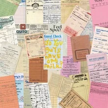 50pcs Vintage Bill Stickers For Decorating Planner, Diary, Scrapbook, Notebook, Luggage, Guitar, Skateboard, Manual, Tablet, Water Bottle, Phone - Vintage Bill - View 1