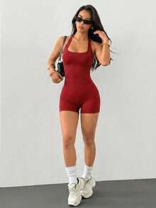 Women's Outdoor Sports Set: Tank Top + Shorts, Versatile For , Slim Fit, Lifting Design, Lightweight & Breathable, Athleisure, Yoga Friendly Red - Red - View 5