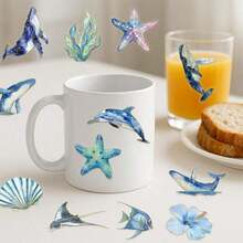 50pcs Ocean Creature Stickers With Gold Foil, Suitable For Laptop, Scrapbook, Journal, Water Bottle, Guitar, Helmet And Other DIY Decorations - Multicolor - View 5