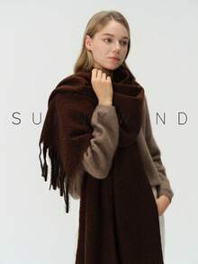 1pc Women's Solid Color Polyester Soft Skin-Friendly Warm Scarf For Daily Use - Rust - View 4