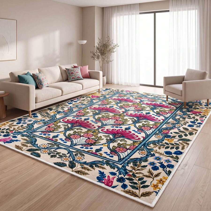 سجاد إسكندنافي قابل للغسل - تصاميم نوردية للمنازل الحديثة - مثالي لغرفة المعيشة والنوم والممر والمطبخ - سجاد داخلي وخارجي | بطانة مانعة للانزلاق - قهوة بني - مشاهدة 1