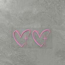2pcs Heart Shaped Cross Waterproof Car Stickers, Suitable For Rearview Mirror Decoration, Expressing Faith - A - View 9