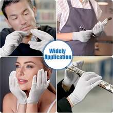 2/10/20/30PCS (1 Pair/5 Pairs/10 Pairs/15 Pairs) White Elastic Gloves, Comfortable To Wear, Breathable Lining, Suitable For Eczema And Dry Hands, Moisturizing SPA-Grade Soft Jewelry Inspection Gloves, Suitable For Driving, Performance, Cycling, Wedding And Unisex Party Occasions, All Seasons - White - View 7