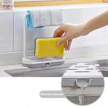 1 buah Rak Pengering Wastafel Dapur Multifungsi, Tempat Penyimpanan Kain Lap dan Spons 2 Tingkat, Rak Pengering Meja, Perlengkapan Pembersih Dapur Rumah Tangga, Dengan Baki Tetes yang Dapat Dilepas, Hemat Ruang - MultiWarna - View 5