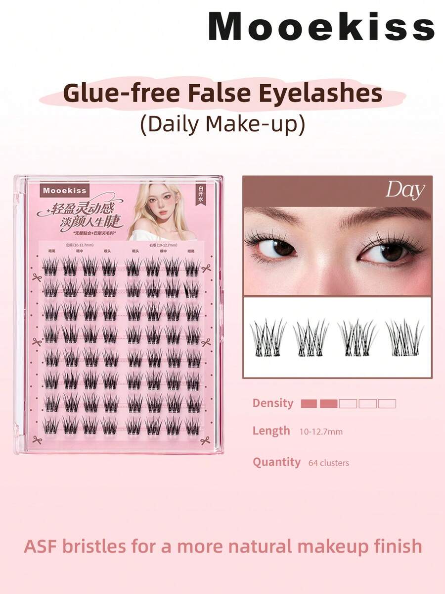 Mooekiss Glue-Free Segmented False Eyelashes, Messy Slouchy 3-Step Realistic Exquisite Versatile - Natural and Long - View 1