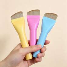 YZIMENG Large Curved Flat Foundation Makeup Brush, Macaron Color Wide Face Blending Brush, Soft Non-Absorbent Bristles For Liquid Foundation, Concealer, Professional Makeup Tool For Beginners - Multicolor - View 8