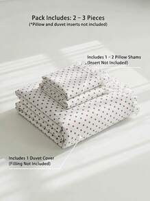 Veyra Day 3pcs Ruffled Duvet Cover Set - Soft Polyester Polka Dot Bedding Set, Aesthetic Cottagecore Dot Quilt Cover With Ruffle Fringe Trim, 1 Duvet Cover + 2 Pillowcases (No Sheet & No Insert) - Blue - View 4