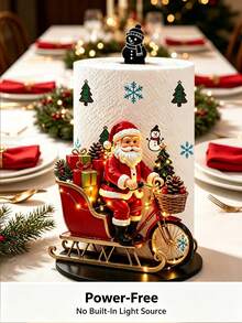 Acrylic Tabletop Vertical Paper Towel Holder With 2D Printed Reindeer Sleigh And Santa Claus Pattern, Kitchen Paper Towel Rack, Home Party Decoration And Storage Paper Towel Holder, Lightweight And Affordable, Does Not Include Paper Towels, Suitable For Kitchen, Bathroom, Restroom, Dining Room, Living Room, Bedroom, Christmas Holiday Kitchen Desktop Paper Towel Storage Holder Creative Holiday Home Decor Ornament - Multicolor - View 5