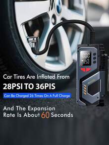 Power Bank Jump Starter Darurat Mobil dengan Kompresor Udara 150PSI, Starter Baterai Portabel 12V dengan Layar LCD dan Pengisian Cepat USB-C, Pompa Pengisi Ban dan Perlengkapan Daya Darurat Mobil, Cocok untuk Sedan, Truk, SUV, Aksesoris Mobil - Wireless - View 8