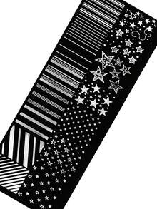 1pc Star&Stripe Geometric Nail Stamping Plate, Stainless Steel Reusable Nail Art Transfer Template, Multi-Size Stars & Line Pattern Nail Stamp Stencil For DIY Manicure And Nail Salon - Multicolor - View 6